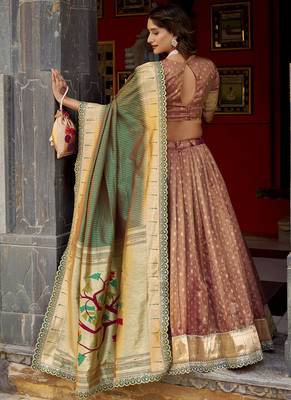 Festive Shimmer Organza Zari Woven Chaniya Choli with Designer Lace Border 3