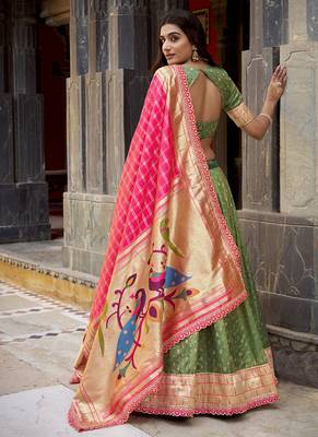 Festive Shimmer Organza Zari Woven Chaniya Choli with Designer Lace Border 3