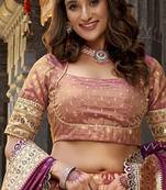 Festive Shimmer Organza Zari Woven Chaniya Choli with Designer Lace Border