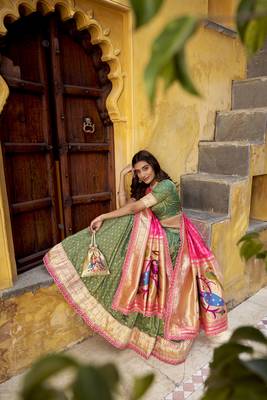 Festive Shimmer Organza Zari Woven Chaniya Choli with Designer Lace Border 4