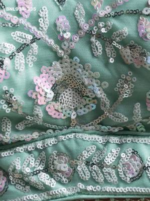 Light Sky Blue Net Embroidered Designer Sangeet Lehenga Choli Set 4