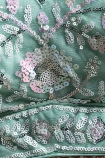 Light Sky Blue Net Embroidered Designer Sangeet Lehenga Choli Set