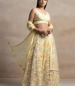 Yellow Net Embroidered Haldi Sangeet Lehenga Choli Set
