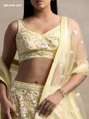 Yellow Net Embroidered Haldi Sangeet Lehenga Choli Set 3