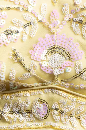 Yellow Net Embroidered Haldi Sangeet Lehenga Choli Set