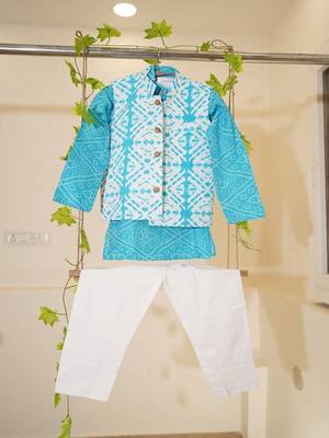 Sky blue kurta jacket set 3