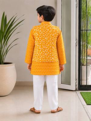 Yellow lurex kurta set 2