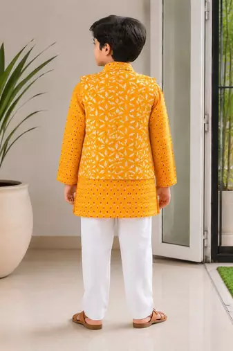 Yellow lurex kurta set