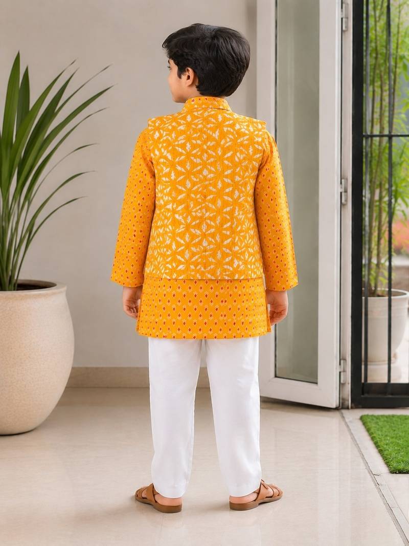 Yellow lurex kurta set