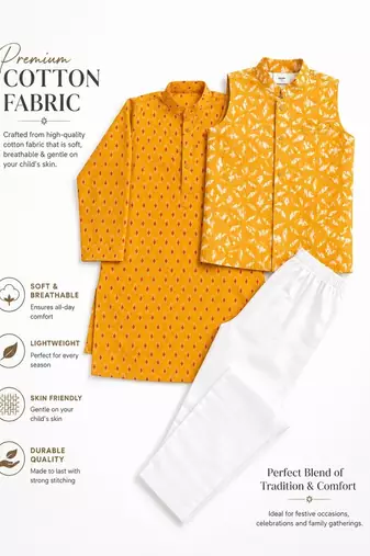 Yellow lurex kurta set