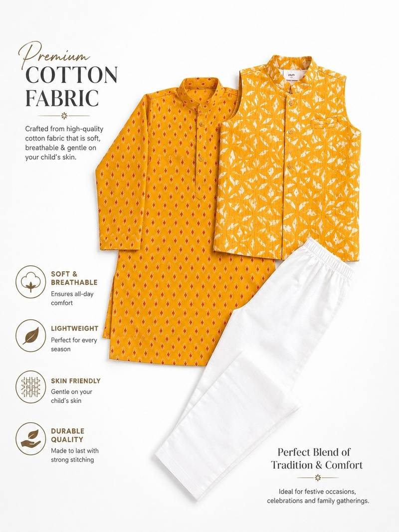 Yellow lurex kurta set