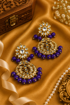 Floral vine kundan statement earrings 2