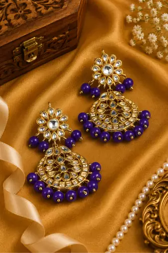 Floral vine kundan statement earrings