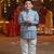 Grey white block kurta set