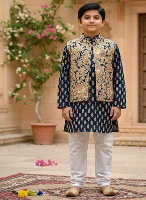 Blue jaal buta kurta set 1