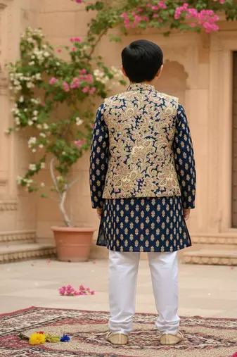 Blue jaal buta kurta set