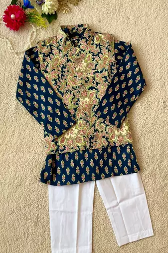 Blue jaal buta kurta set