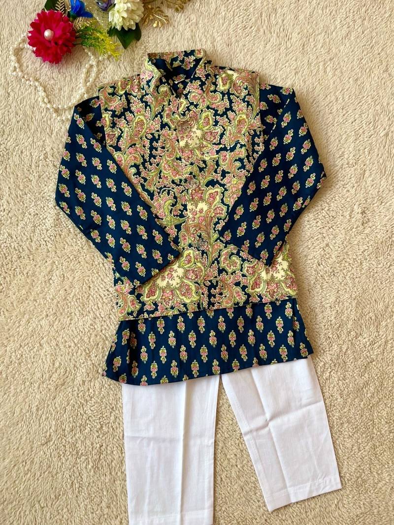 Blue jaal buta kurta set