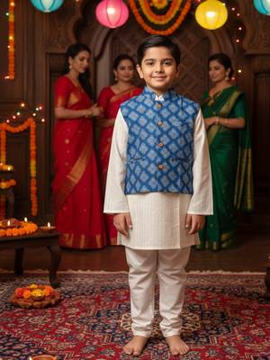 Royal blue kurta pyjama set 1