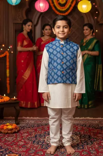 Royal blue kurta pyjama set