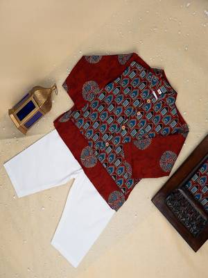 Mehroon ajrakh kurta set 3