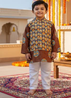 Brown ajrakh kurta set 1