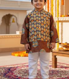 Brown ajrakh kurta set