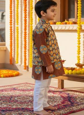 Brown ajrakh kurta set 2