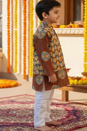 Brown ajrakh kurta set