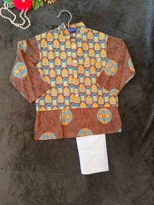 Brown ajrakh kurta set 3