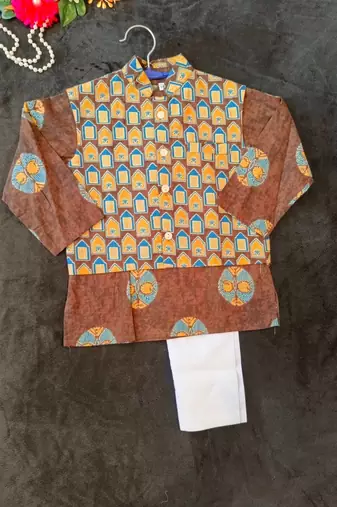 Brown ajrakh kurta set