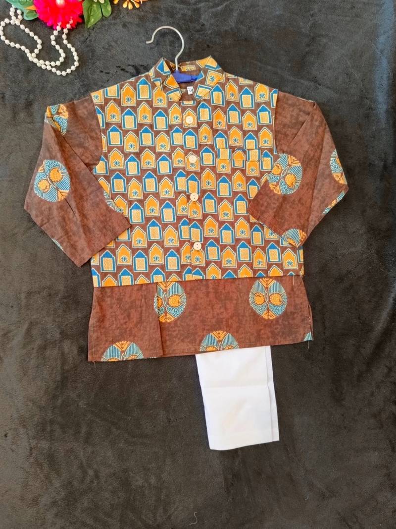 Brown ajrakh kurta set