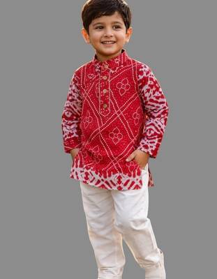Red bandhej kurta set 1