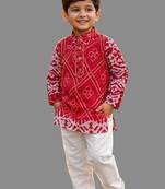 Red bandhej kurta set