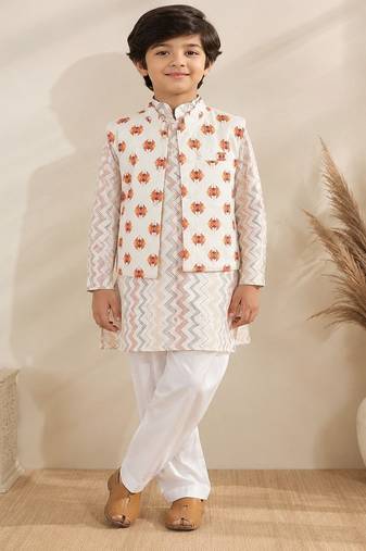 Ikkat beige kurta set