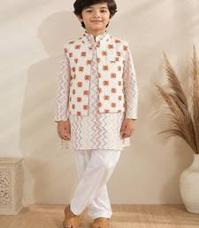 Ikkat beige kurta set