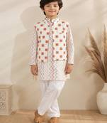 Ikkat beige kurta set
