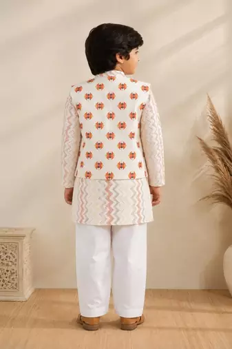 Ikkat beige kurta set
