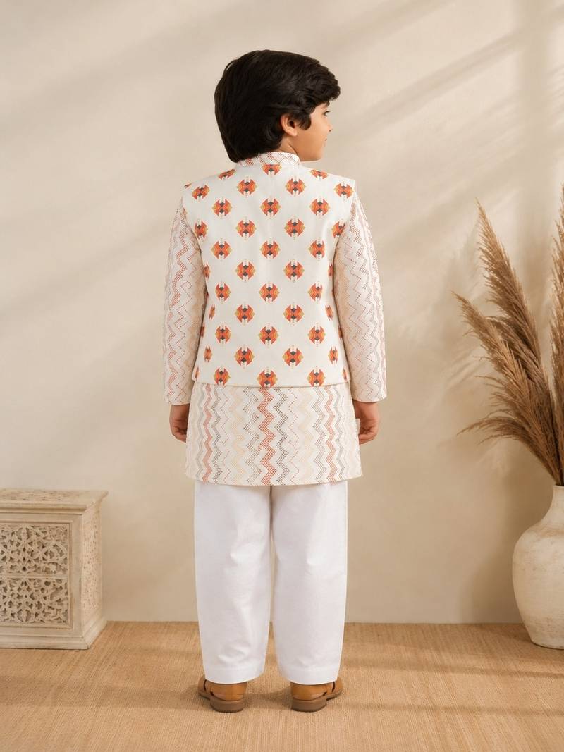 Ikkat beige kurta set