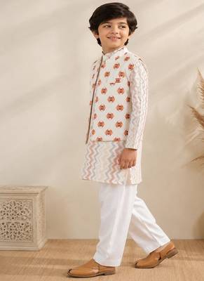 Ikkat beige kurta set 3