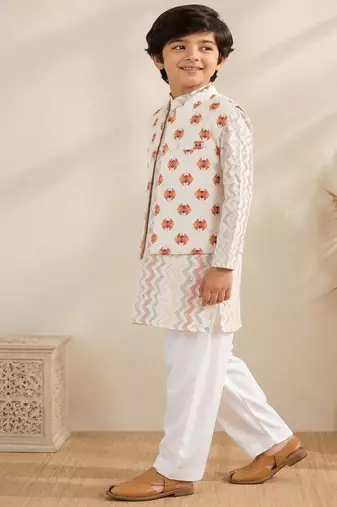 Ikkat beige kurta set