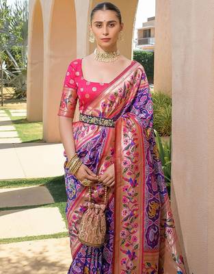 Ethnic Motifs Printed Zari Art Silk Paithani Saree 3