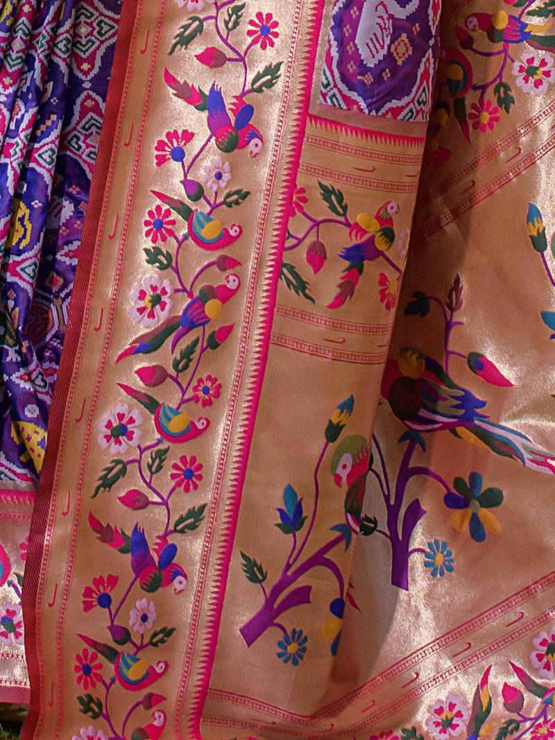 Ethnic Motifs Printed Zari Art Silk Paithani Saree