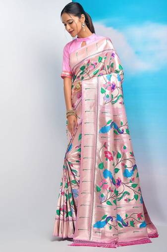 Ethnic Motifs Woven Design Zari Paithani Saree