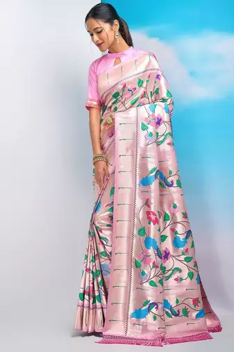 Ethnic Motifs Woven Design Zari Paithani Saree