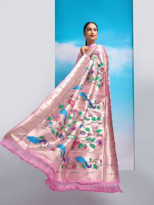 Ethnic Motifs Woven Design Zari Paithani Saree 2