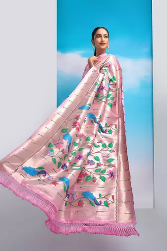 Ethnic Motifs Woven Design Zari Paithani Saree