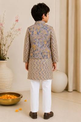 Grey yellow patti kurta set 2