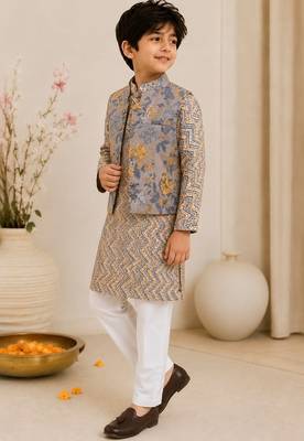 Grey yellow patti kurta set 3