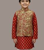 Red jaal buta kurta set